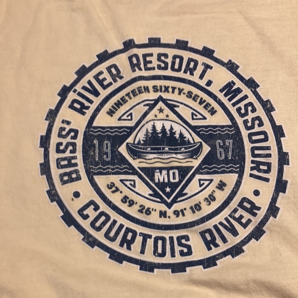 Pale Yellow Bass River Resort Long Sleeve Tee Shirt - Picture 8 of 8